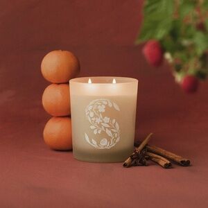 Scentsy Christmas Cottage Scented Candle 2 Wick Frosted Candle Glass Jar NIB